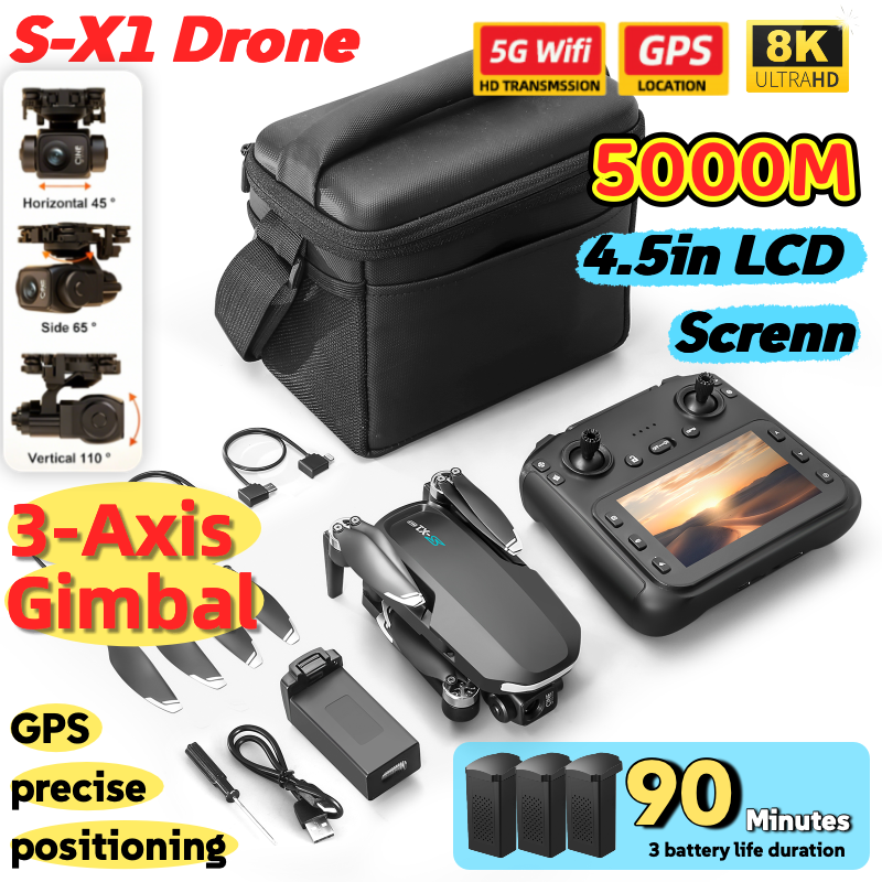 S-X1 MAX GPS Drone with 3-Axis - Drone Kit Professional 评论和价格