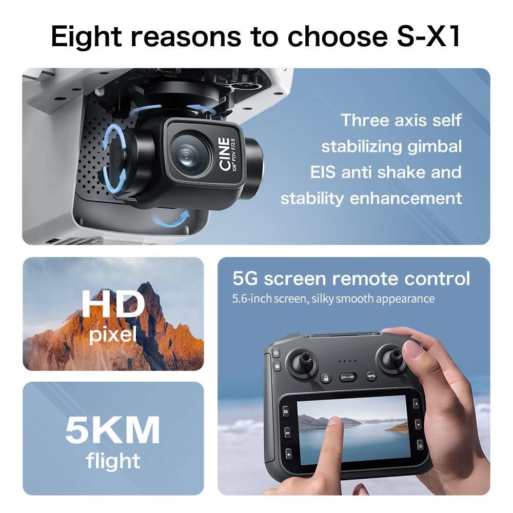 S-X1 MAX GPS Drone with 3-Axis - Drone Kit Professional 评论和价格